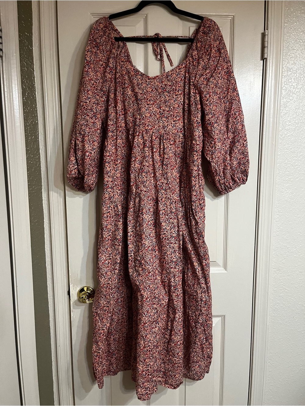 Universal Thread Pink Floral Puff-Sleeve Maxi Dress